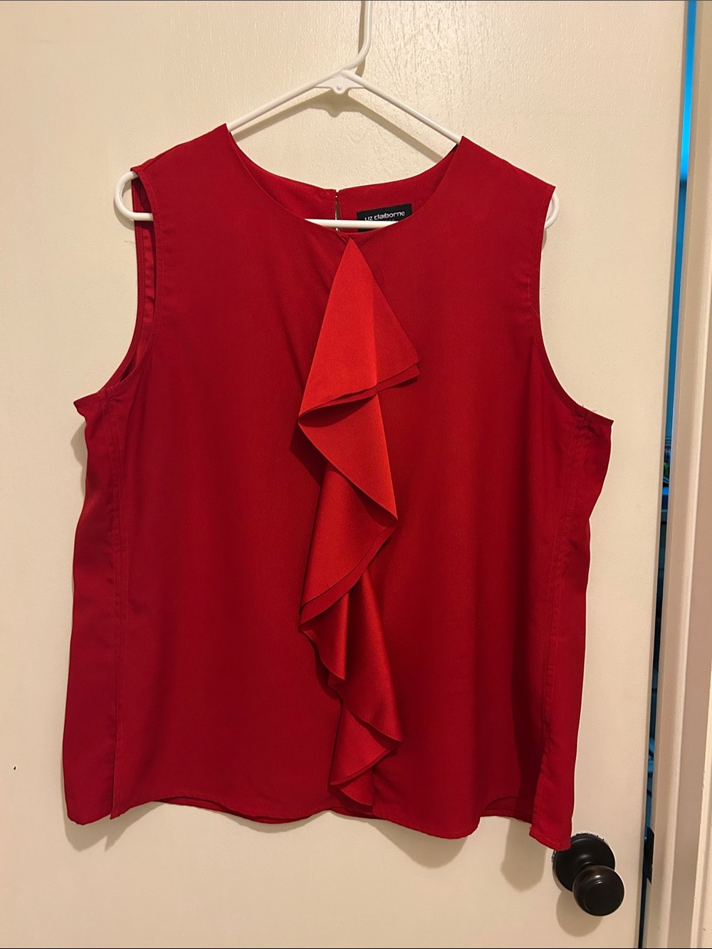 Liz Claiborne Red Sleeveless Ruffle-Front Camisole